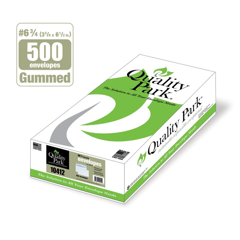 Quality Park #6-3/4 Security Tinted Envelopes, Gummed Closure for Self Addressed and Business Reply, 24 lb. White Wove, 3-5/8 x 6-1/2, 500/Box (QUA10412) - Image 3